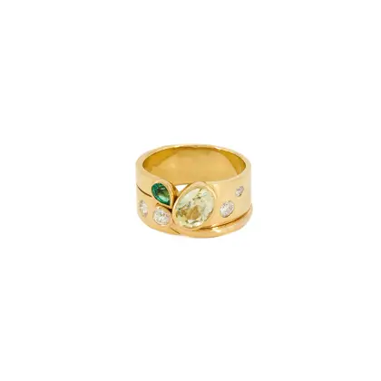 Modern colored gemstone diamond ring