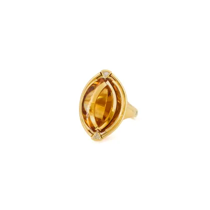 Citrine diamond ring