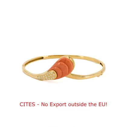 Coral and diamond bangle