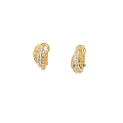 Clips d'oreille tricolores en diamant