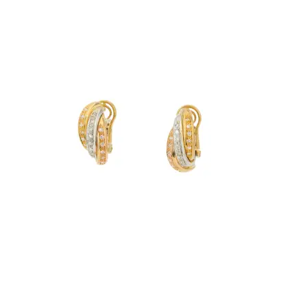 Clips d'oreille tricolores en diamant