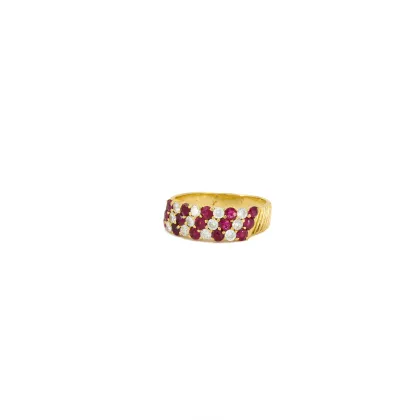 Robijn-diamanten ring