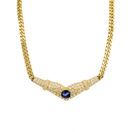 Saffier-diamant collier