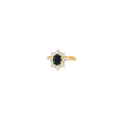 Saffier-diamant entourage ring