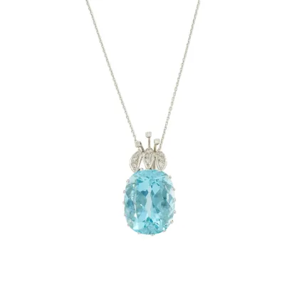 Hanger ketting met aquamarijn en diamant