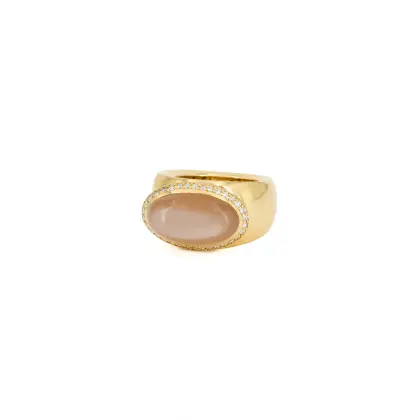 Bague en pierre de lune et diamant