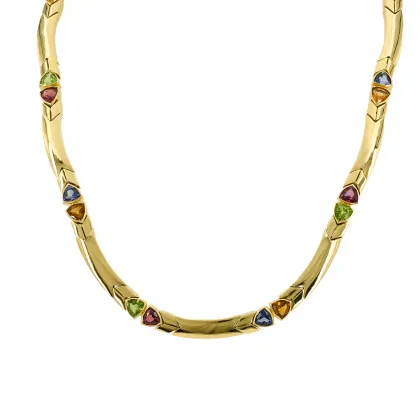 Moderne ketting met gekleurde stenen