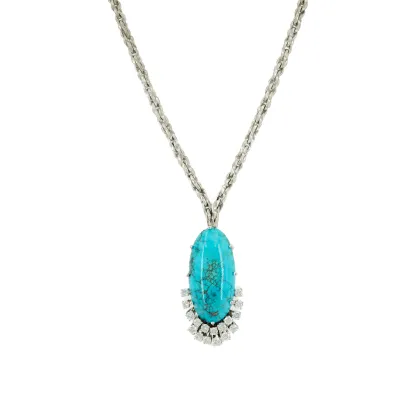 Turkooizen en diamanten collier