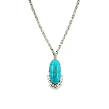 Turkooizen en diamanten collier