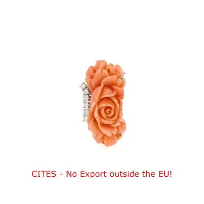 Broche van koraal en diamant 'Rose'