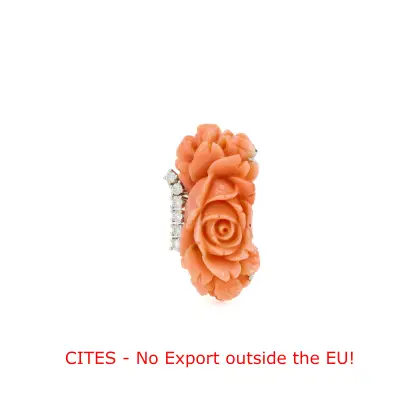 Broche van koraal en diamant 'Rose'