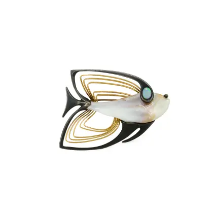 Pearl and opal brooch 'Fish'
