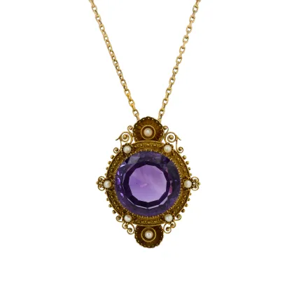 Pearl-amethyst pendant necklace