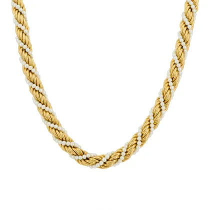 Collier en or avec perles de semence torsadées