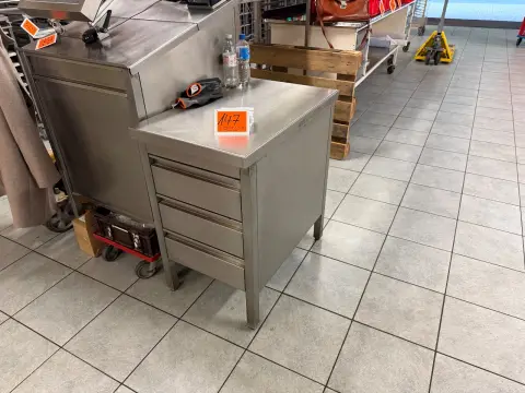 Stainless steel drawer cabinet (with various contents)