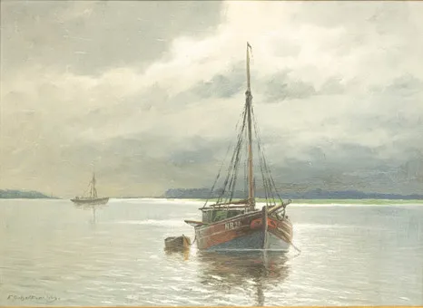 ФРАНЦ ШАФФНЕР (1876-1951). Рыбаки на Нижней Эльбе под Гамбургом.