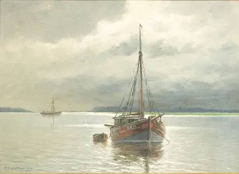 FRANZ SCHAFFNER (1876-1951). Fishermen on the Lower Elbe near Hamburg.