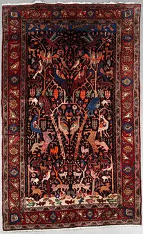 Nahawand / Malayer, hunting motif, 260x155cm, wool on cotton, 1970s, Iran.