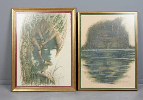 FRANCIS DE LASSUS SAINT-GENIES (1925-2018). Twee kleurenlitho's, damesportretten. (2).