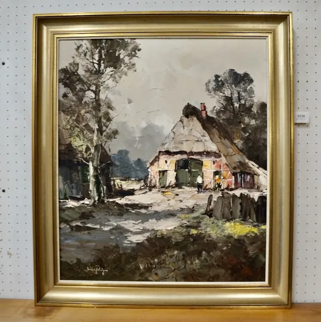 1 oil painting "Barn" signed Paulsen