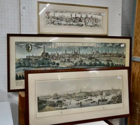 1 view of Augsburg + 1 view of Hamburg + 1 map of Bremen