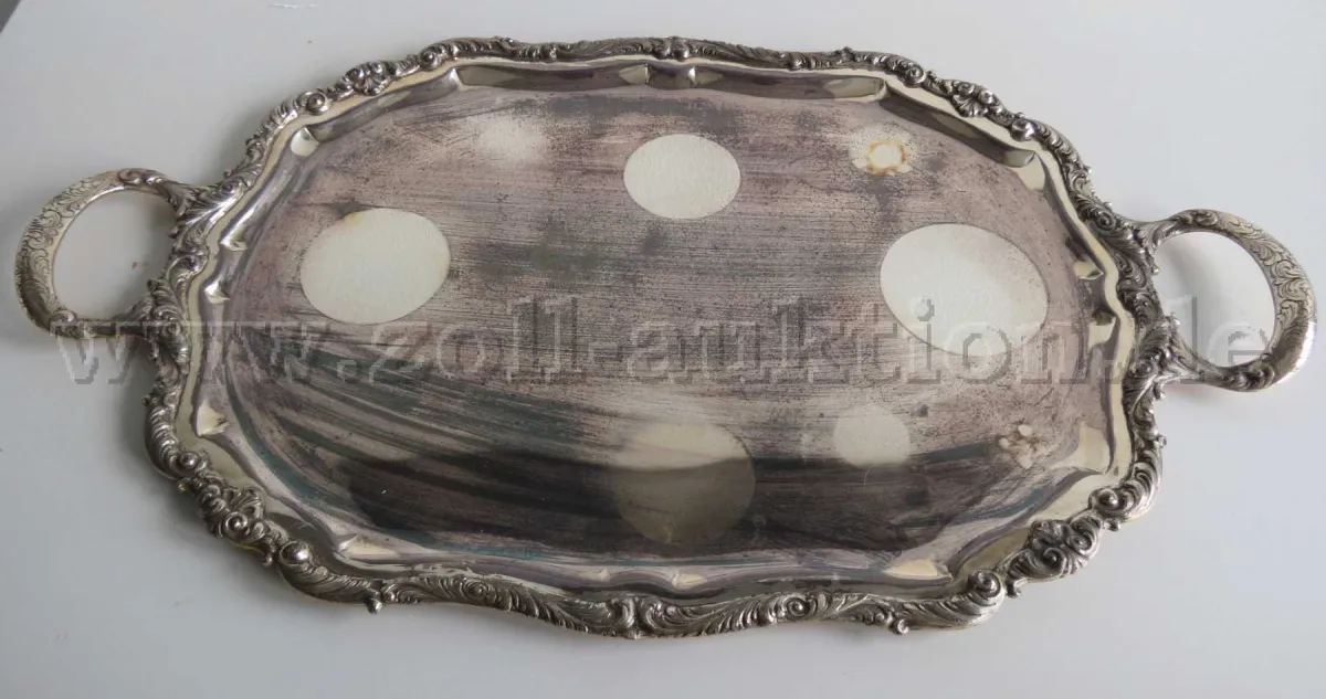 1 silbernes Tablett, 800er Silber, 3234 g, punziert