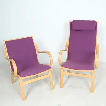 Scandinavian lounge chair and high-back chair from the 1970s.