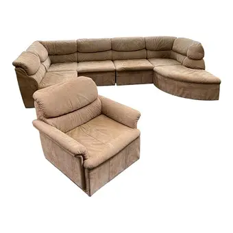 OLE CLEMMENSEN. Ole Clemmensen, for Laauser International 6-piece modular sofa / seating landscape with armchair from the 1970s, leather.