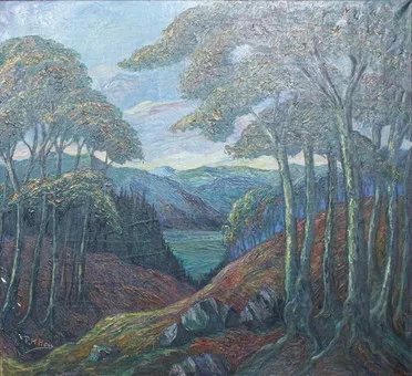 Unknown artist. Painting landscape, oil on canvas, signed "P.H. Hess".