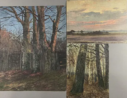 Illem, Franz Josef Georg. Drzewa na skraju lasu, około 1900, olej na płótnie.