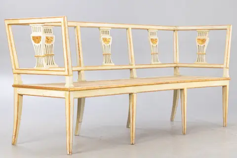 Polychrome Gustavian style bench, Sweden, 19th/20th c.