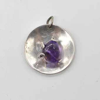 FarFan designer pendant with amethyst, sterling silver, Mexico, circa 1950.