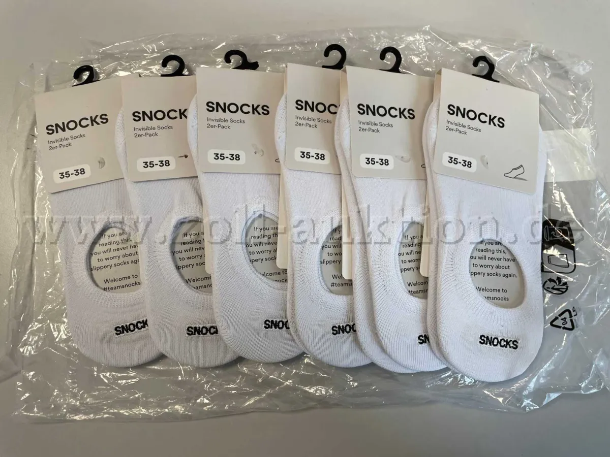 6 opakowań skarpetek Snocks stópki białe (12 par) rozmiar 35-38
