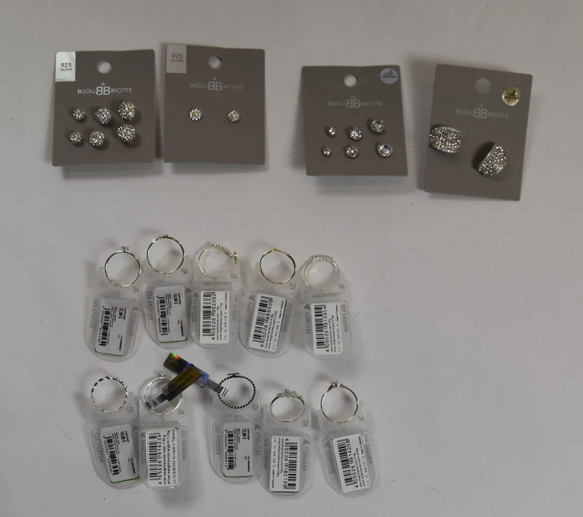 4 Ohrstecker -Set “Bijou Brigitte“ & 10 Ringe 925er Silber