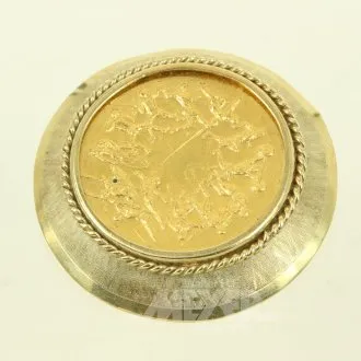 Pendentif broche avec médaille en or fin