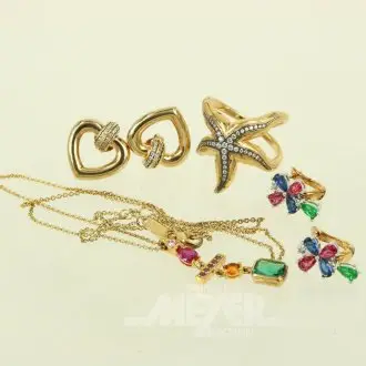 Klein lot vergulde zilveren sieraden