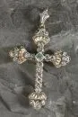 Anhänger – 585 GG/Silber, ca. 6,1 g total, Kreuzanhänger besetzt mit Diamanten, mittig Smaragd, L= ca. 5,3 cm;