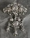 Brooch – Silver, richly openworked floral decor with diamond roses, 19th c., w= approx. 4 cm;