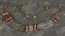 Necklace – 925 silver, partially gold-plated, coral inlay, l= approx. 52 cm, slightly damaged, shipping only within the EU;