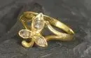 Bague femme – 750 or jaune, env. 1,8 g total, forme florale avec 3 roses de diamants, taille 49