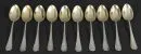Mocha spoons, 10 pieces "Koch & Bergfeld" – 800 silver, approx. 126 g, bowls gilt, handles with cross-band pattern, L= 10.5 cm