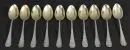 Cuillères à moka, 10 pièces "Koch & Bergfeld" – argent 800, env. 126 g, cuillères dorées, manches à motif croisé, L= 10,5 cm