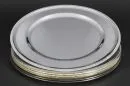 Assiettes de présentation, 10 pièces – métal argenté, bord avec perles, D= 29 cm;