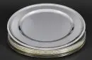 Assiettes de présentation, 10 pièces – métal argenté, bord avec perles, D= 29 cm;