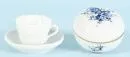 Deckeldose und Moccatasse mit Untertasse "Schwerter Meissen"