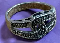 Zilveren ring 925 met markasiet, maat 54, 3,95 g