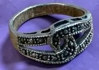 Zilveren ring 925 met markasiet, maat 54, 3,95 g