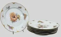 6x medium plates "Rosenthal" Sanssouci, floral decor, D-19 cm
