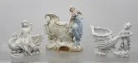 3x Nippes-Vasen, um 1900, teilw. Altersspuren, berieben, ca. H-17,5cm