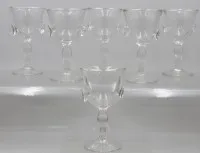 6 wine glasses, colourless glass with prunts, probably older, approx. H 13.5 cm